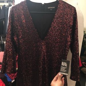 Express Dark Red Sequined Dress Size 8 NWT